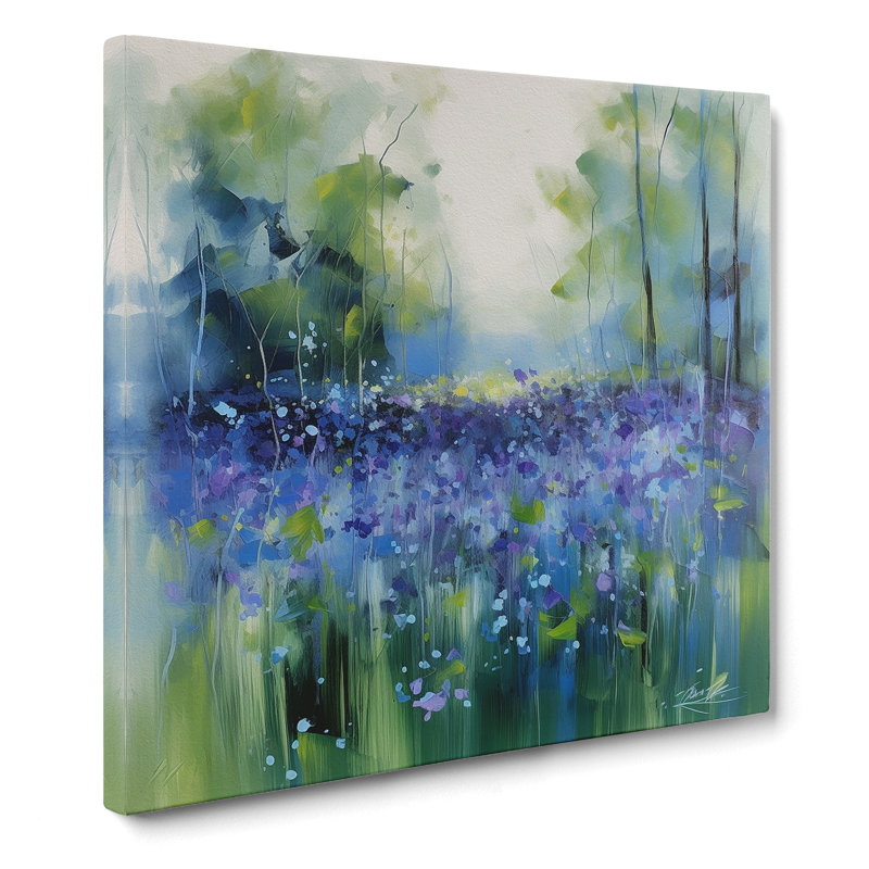 Bluebell Field Gestural Art No.4 - Print, 35cm H x 35cm W x 3cm D