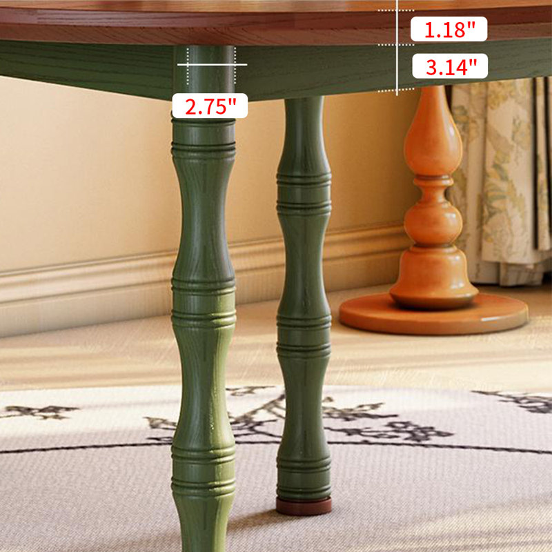 Ensemble de table ronde en bois massif de style français