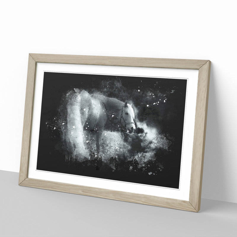 Lone Horse - Picture Frame Graphic Art, Oak Framed, 36cm H x 48cm W x 2cm D