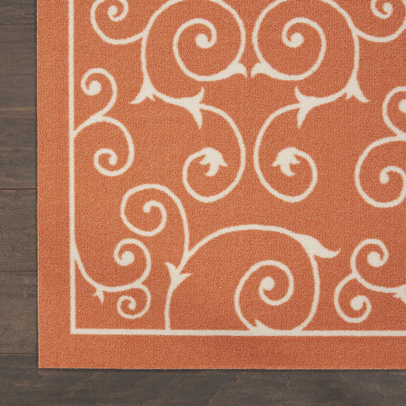 Tapis orange moderne Dian, Carré 7 pi 9 po
