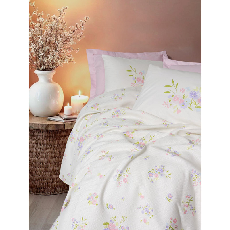 100% Cotton Single Pique Set, Pink, Includes 63 x 91 Pique, 71 x 95 Flat Sheet & 20 x 28 Pillowcase | Machine Washable, 145 Thread Count, Reactive Pigment Printing, Envelope Closure, Soft & Durable