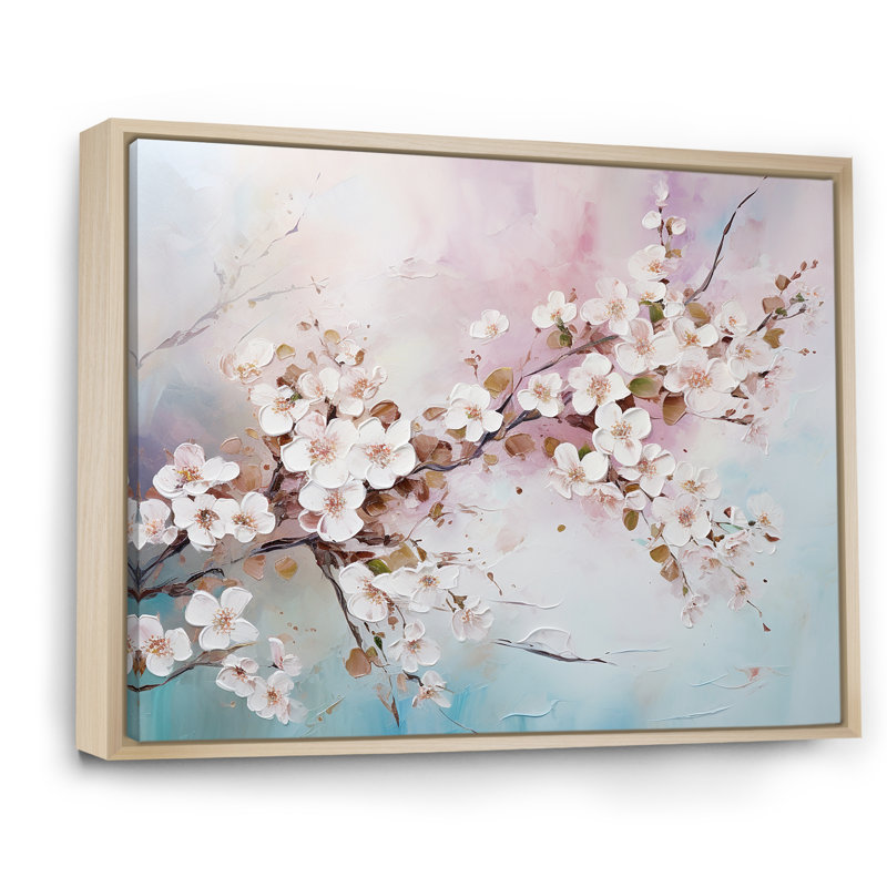 «Beautiful Apple Blossom Flower Tree I», reproduction sur toile, Cadre naturel flottant, H 24 po x l 32 po