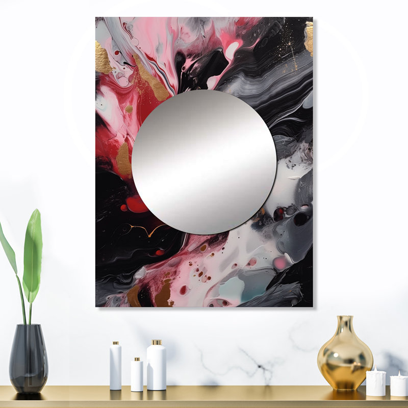 Grand miroir mural Rajpi, marbre rouge et noir Whispers IV, miroir décoratif rouge, 32 po x 24 po