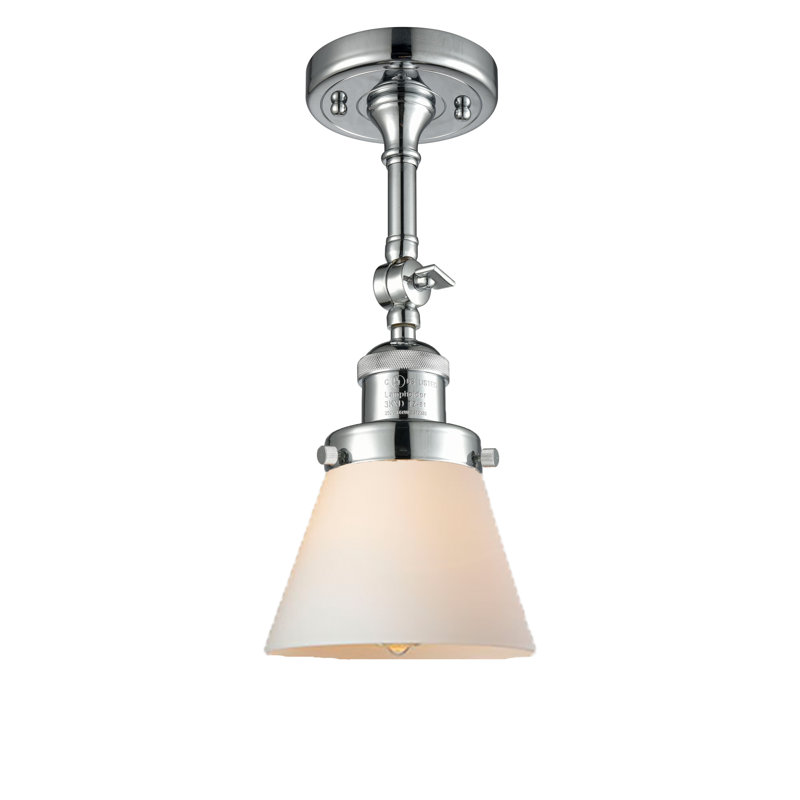 Hardiman Glass Semi Flush Mount, Matte White Cased, 13.5" H x 6.25" W x 6.25" D, Polished Chrome