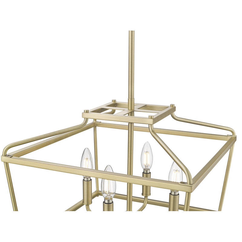 Luminaire suspendu 4 lumières Nellita, H 13 po x l 16 po x P 16 po, Laiton rétro