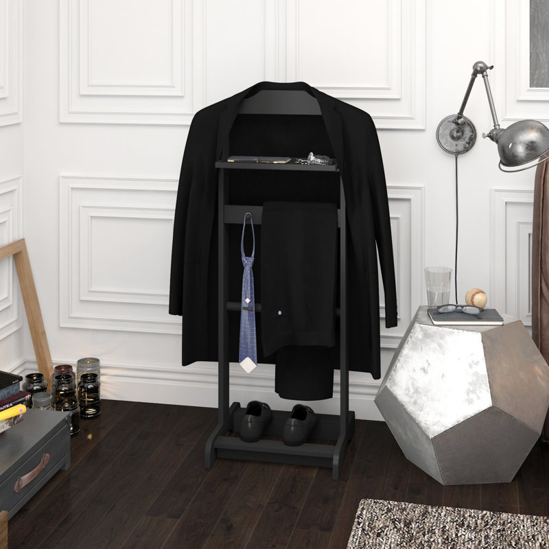 Support à vêtements portable Accent, porte-vêtements avec organisateur de rangement, finition noire élégante pour les maisons modernes