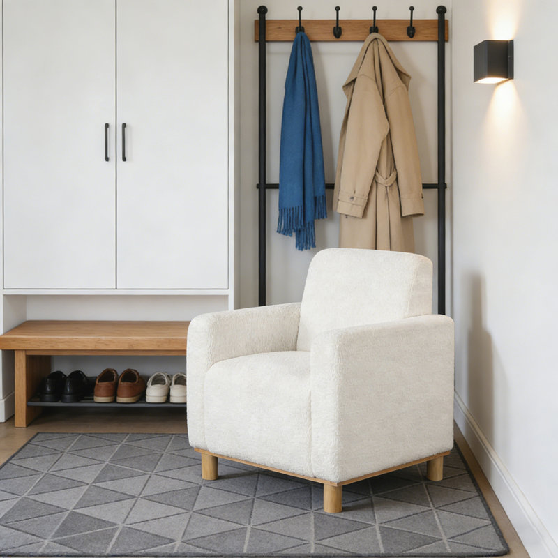 Chaise avec accoudoirs en tissu White Boucle