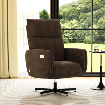 Fauteuil inclinable pivotant électrique Coffee, inclinable électrique avec charge USB et de type C, fauteuil d'appoint rembourré en velours pivotant à 360 °, pour le bureau à domicile et le salon, facile à assembler