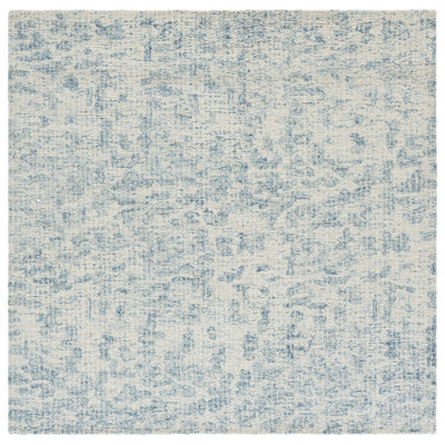Ebony Hand Tufted Wool/Cotton Abstract Rug in Ivory/Blue