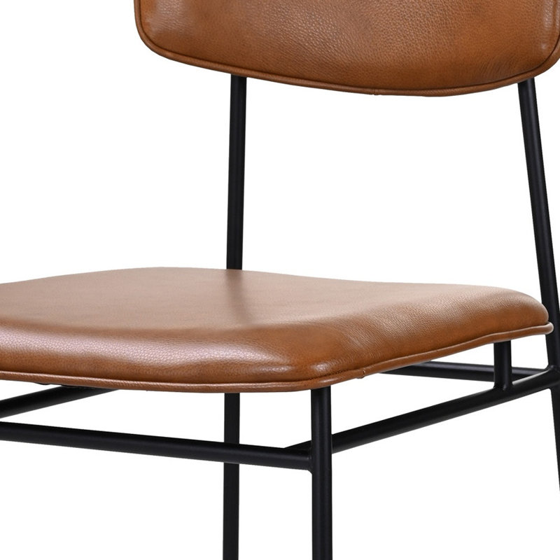 Chaise d'appoint à dossier ouvert en cuir brun et noir
