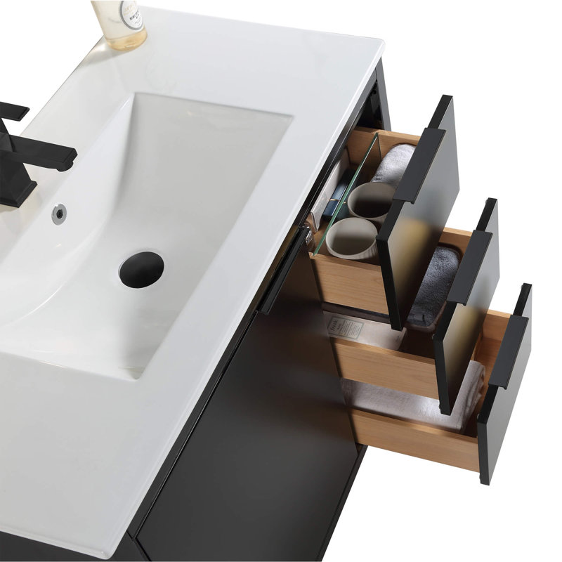 36" Single Bathroom Vanity Set, Matte Black, Matte Black