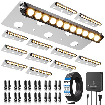 Low Voltage Rotatable Deck Step Lights, 7.28in 5W, 2700K Warm White, IP68 Waterproof with Dimming Driver (12-Pack)