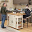 Îlot de cuisine à roulettes avec plateau pliable 2 tiroirs et prise de courant Brianny-1450540865