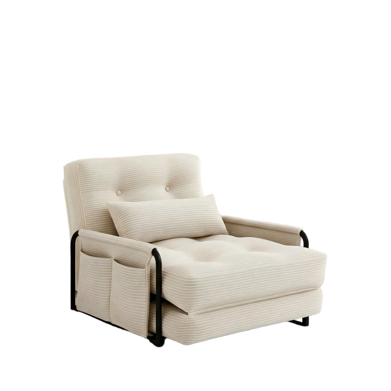 Fauteuil convertible 30,7 po en velours côtelé avec dossier réglable, fauteuil-lit pliable pour chambre d'ado, chambre de dortoir et petits espaces