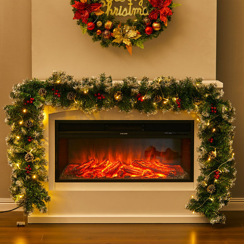270cm Lighted Faux Garland with Lights, Green