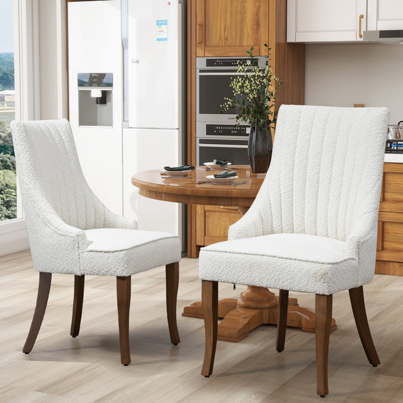 Crossland Dining Chairs, Upholstered Accent Parsons Diner Chair for Kitchen, White Terry