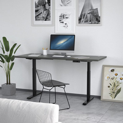 Midtown Value Height Adjustable Standing Desk, Dual Motor, 60x30, Charcoal Strand Top with Black Frame