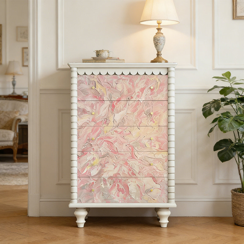 Commode d'entrée Mid-Century en bois massif, Blanc