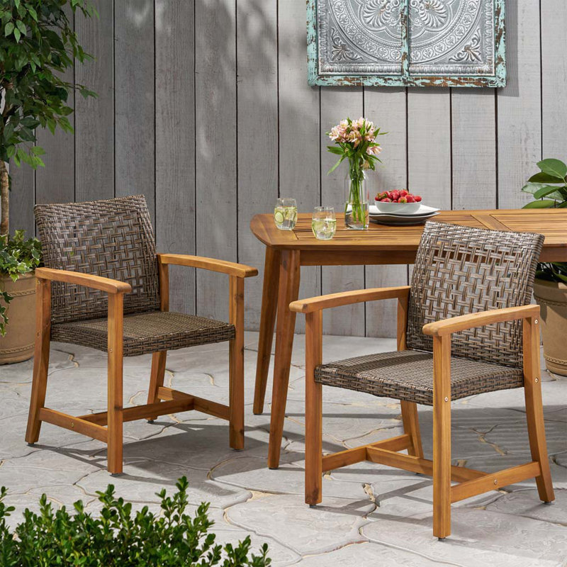 Fauteuils club d'extérieur en bois d'acacia, Brun