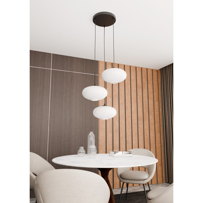 Samyiah 3 - Light Matte Black Pendant, Matte Black/Opal