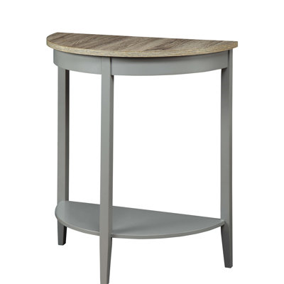 Gray And Oak Half-Moon Table - With Storage Compartment Elegant Console