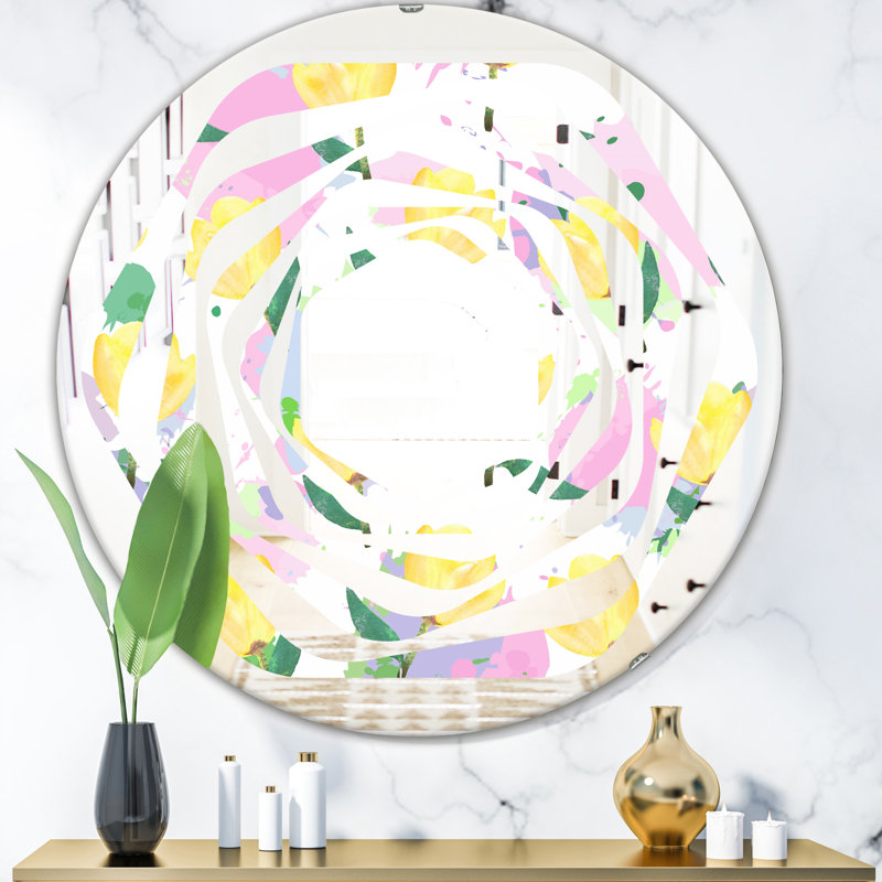 Miroir mural Whirl Coastal, H 23,6 po x l 23,6 po, Motif hexagonal tourbillon Ix