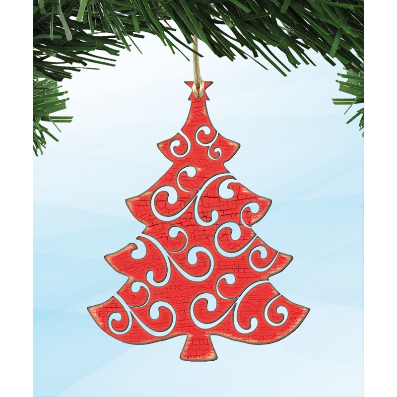Filigree en forme d’arbre de noël rustique en bois, Ornement