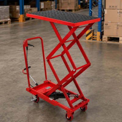 Chariot de table à levage hydraulique - capacité de 330 lb, levage de 50 po, poussée manuelle, jaune