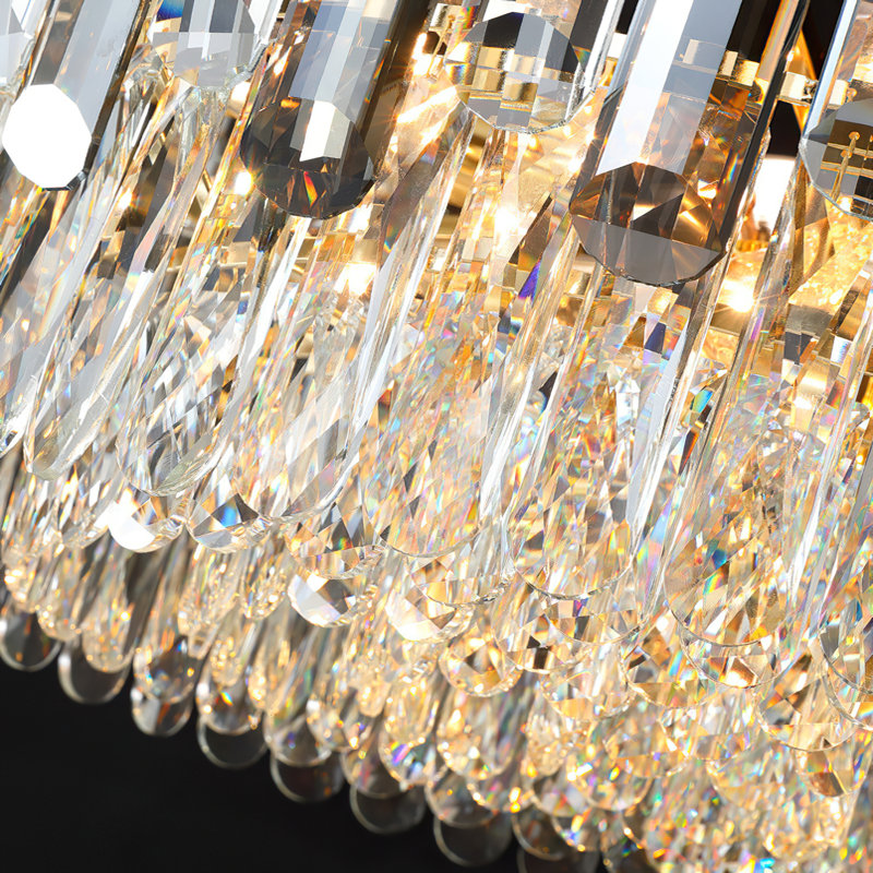 24" 8-Lights Round Chandelier with K9 Crystal Accents Dimmable