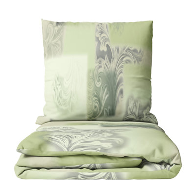 Acanthe Sateen Floral Duvet Cover Set with Pillow Shams