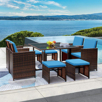 Jmir Square 8 - Person 43" Long Dining Set with Cushions by Latitude Run