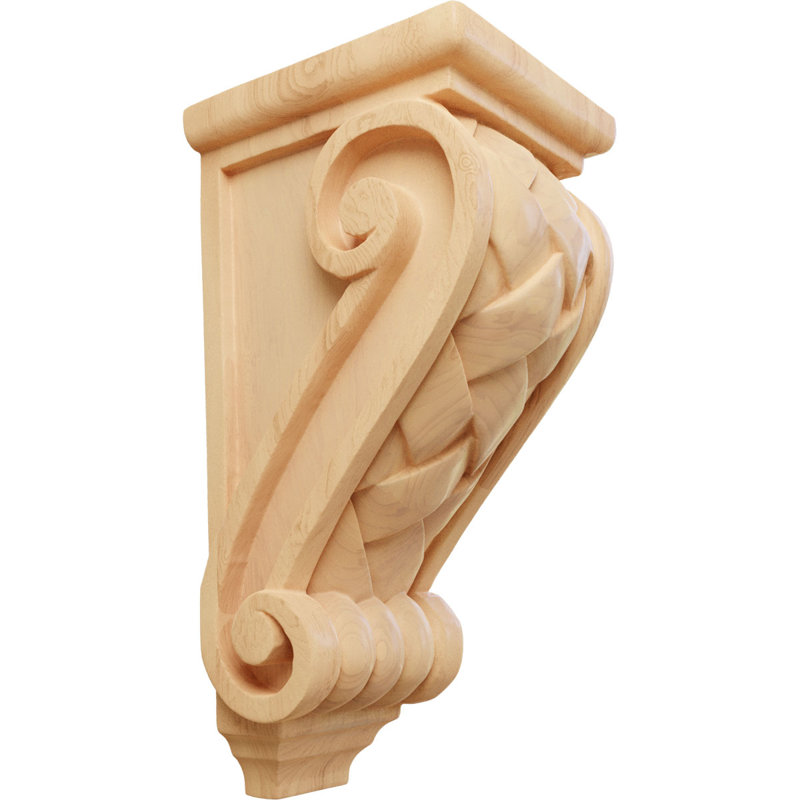 3 1/2"W x 4"D x 7"H Small Basket Weave Corbel, Alder (4-Pack), Alder, 3.5-in. W x 4-in. D x 7-in. H