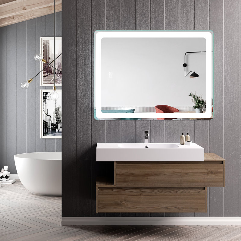 Miroir de salle de bain / meuble-lavabo sans cadre moderne et contemporain Leopolda, 32 po x 24 po