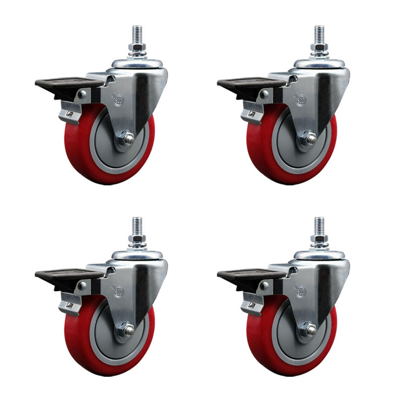 Polyurethane 10MM Threaded Stem Caster with Brake