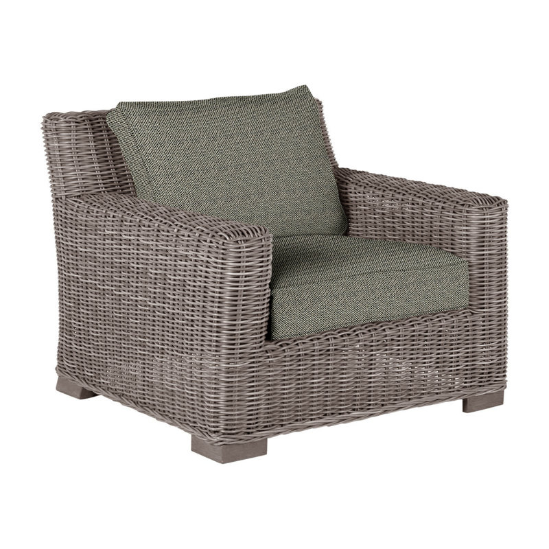 Rustic Woven N-Dura Resin Wicker Outdoor Lounge Chair, No Welt, Oyster, Avila Natural White