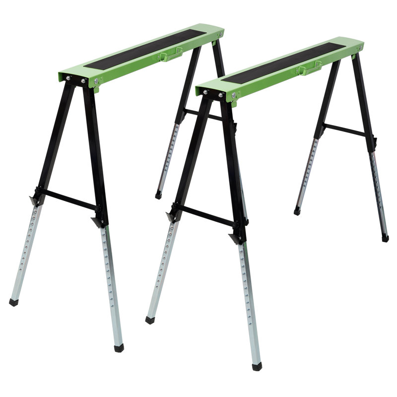 Paquet de 2 chevaux de scie pliables réglables LifeSky: capacité de charge de 660 lb et 12 positions de hauteur - Support de travail en acier robuste pour les projets de bricolage de garage - Conception portable peu encombrante