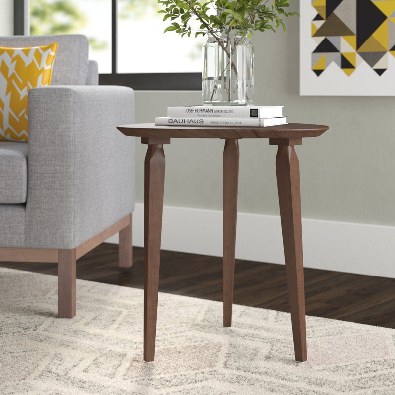 Luqman Solid Wood Top End Table, Walnut
