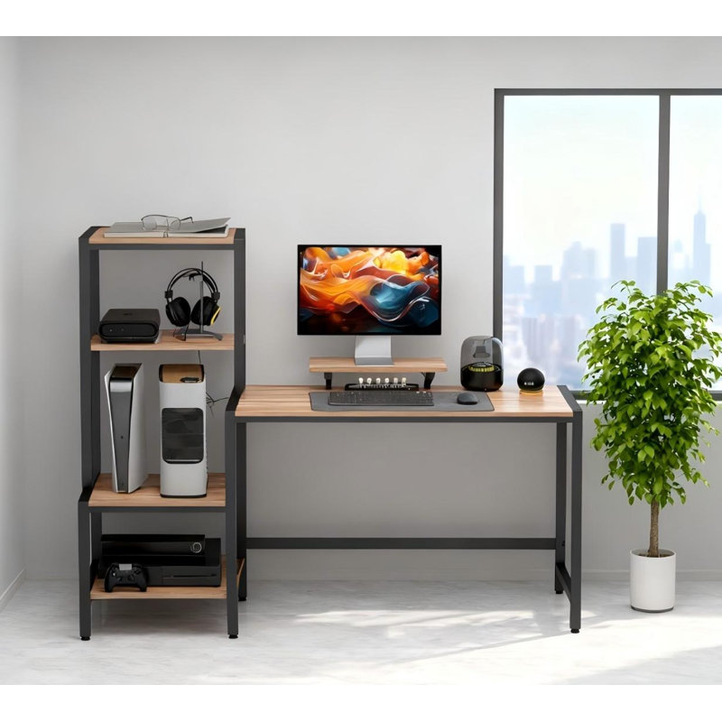 Bureau CPU avec support pour écran, bureau d'ordinateur, tablette réversible à 4 niveaux, bureau d'écriture industriel