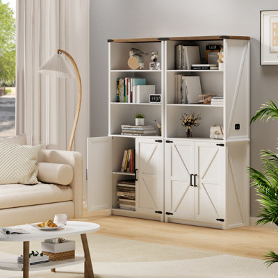 Bibliothèque de rangement en bois H 68,9 po x l 29,5 po avec lumière
