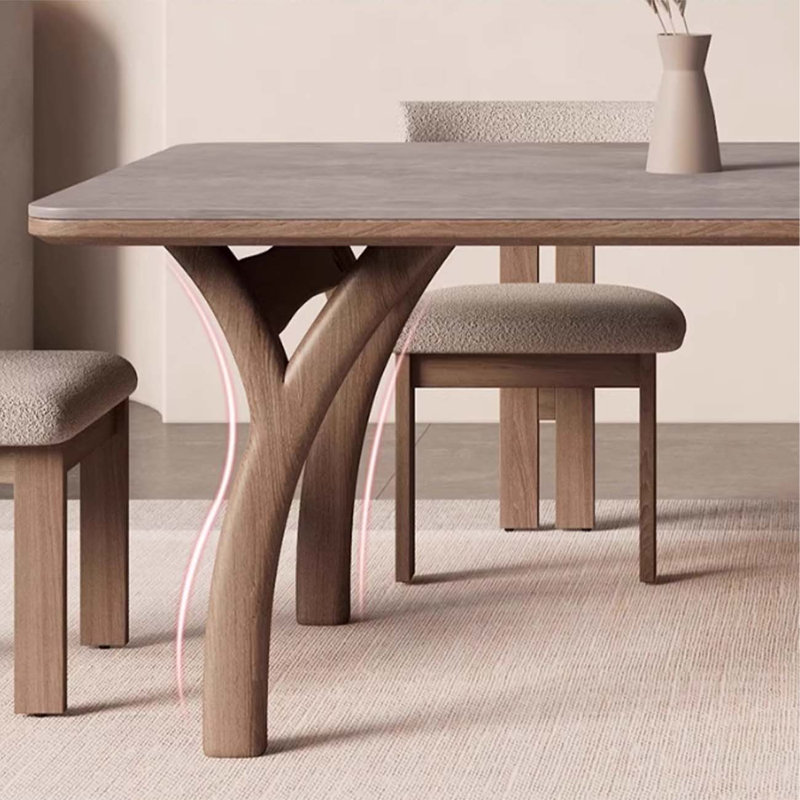 Solid wood dining table, gray tabletop