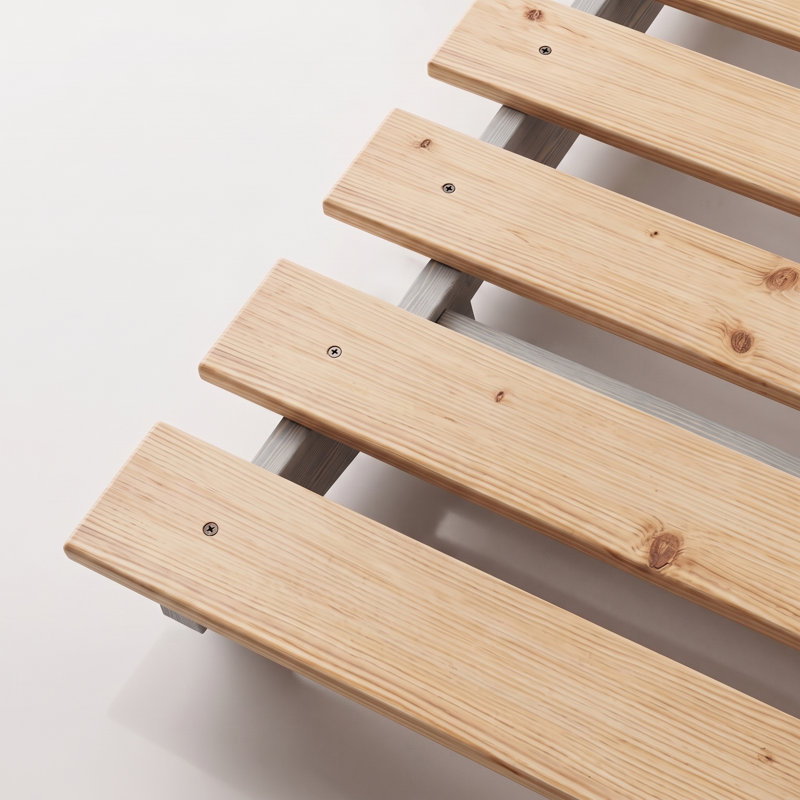 Cadre de lit Ellyson, Lit simple, Bois gris