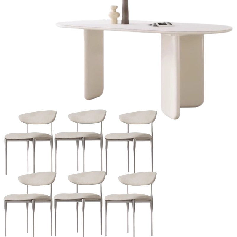 Table de salle à manger en marbre de style crème, H 29,5 po x L 63 po x l 31,5 po