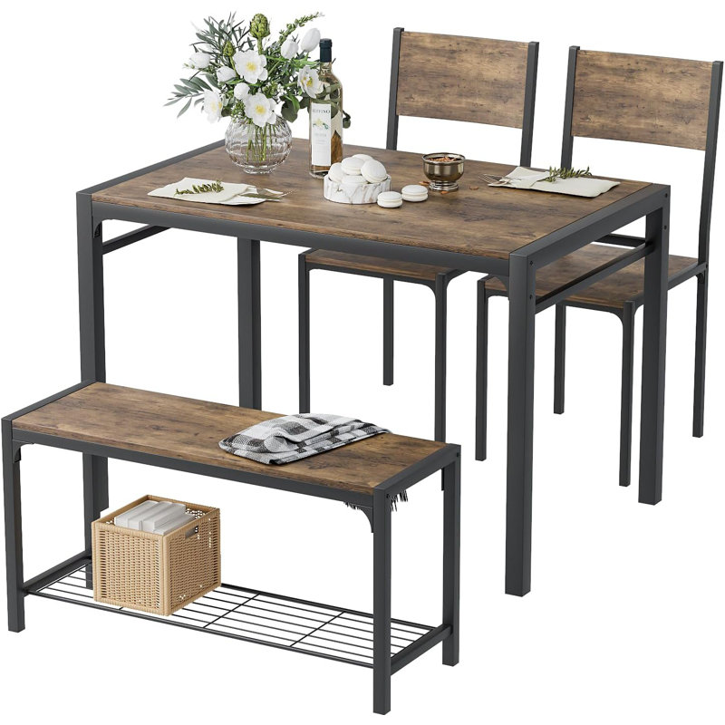 Ensemble de salle à manger 4 pièces pour petits espaces, Brun