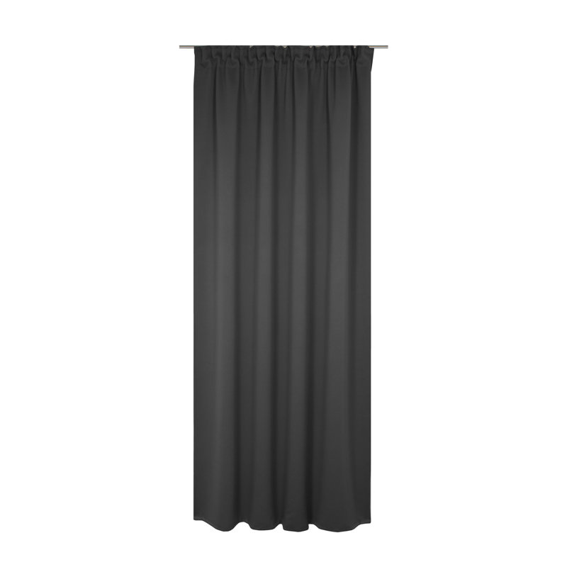 Polyester Blackout Pinch Pleat Curtain Panel, 142cm wide x 295cm high, Black