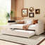 Lit de jour beige avec rangement, lit gigogne et rangement pour les moments de confort en beige, Audio A Stay