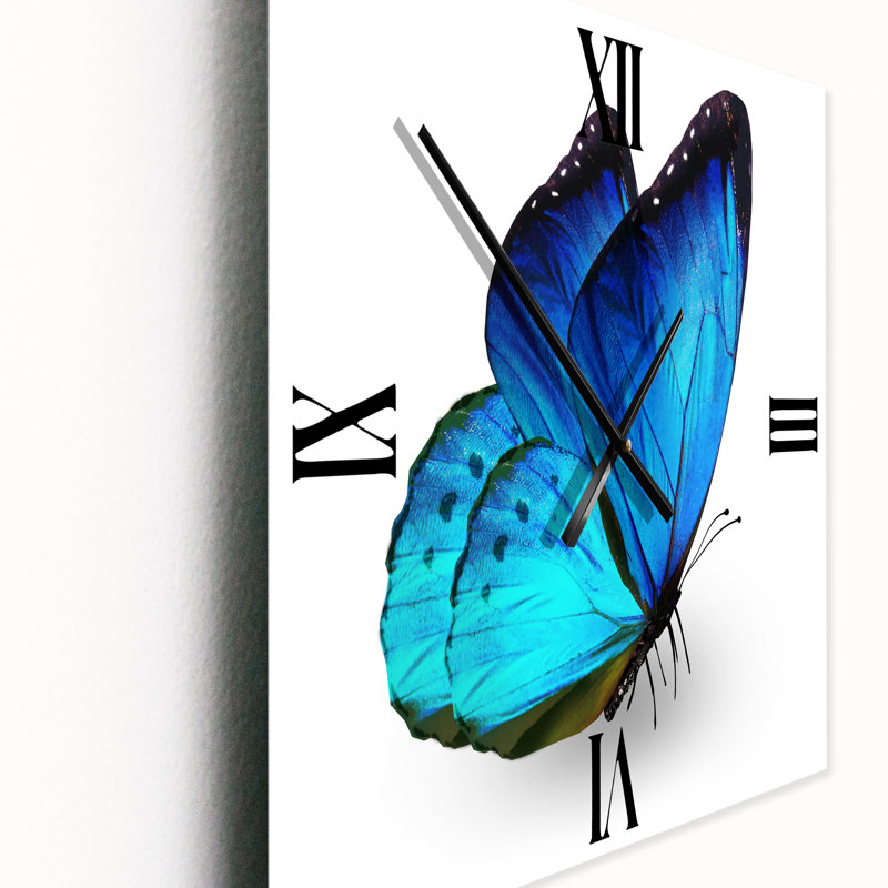 Horloge murale vibrante papillon bleu, Grand