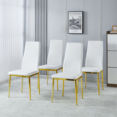 Ensemble de 4 chaises, chaise couleur, siège blanc
