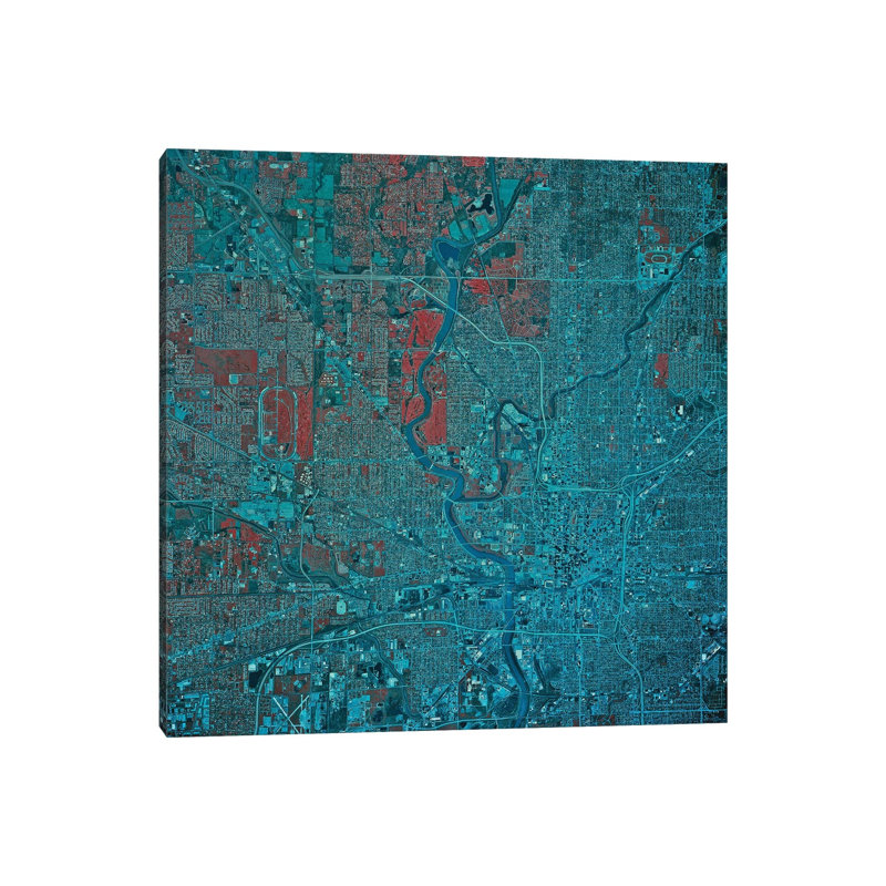 Indianapolis, Indiana 1 Piece Wrapped Canvas Wall Art, 45.72 cm H x 45.72 cm W x 1.91 cm D