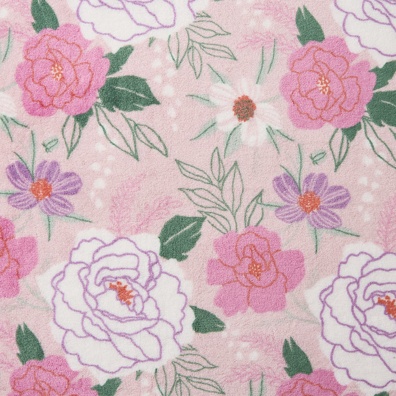 Jeté en peluche 50 po x 70 po Hallmark, Motif floral rose