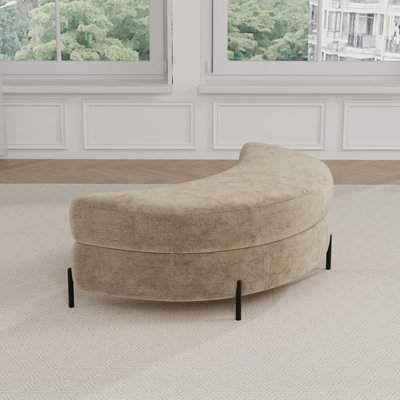 47.2" W Modern Half Moon-shaped Storage Ottoman With Metal Legs